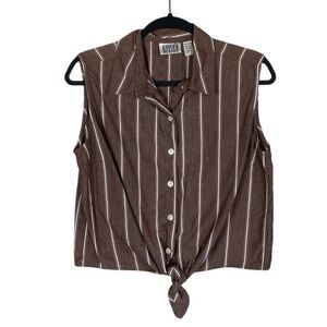 Vintage Chico’s striped sleeveless tie front top